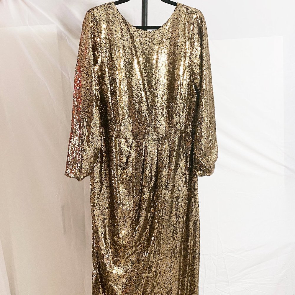 Eloquii  Sequin Maxi Dress with Wrap Skirt